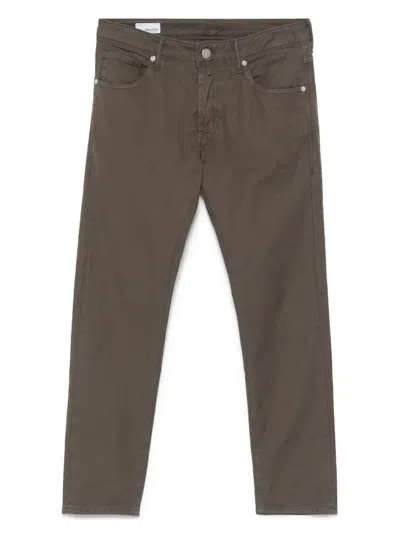 INCOTEX LOGO-PATCH TAPERED TROUSERS