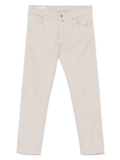 INCOTEX LOGO-PATCH TAPERED TROUSERS