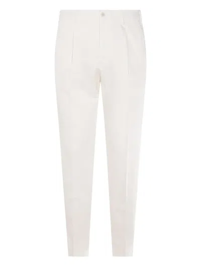 Incotex Logo-patch Trousers In White
