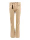 Incotex Stretch Cotton Trouser With Back Suede Logo Patch In Beige