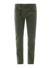 Incotex Stretch Cotton Trouser With Back Suede Logo Patch In Green