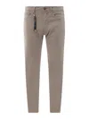 Incotex Stretch Cotton Trouser With Back Suede Logo Patch In Grey