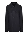 Incotex Dark Blue Wool Flannel Overshirt In Blue