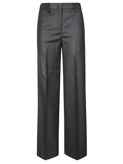 Incotex Long Tailored Straight-leg Pants With Fitted Waistband In Gray