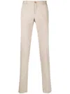 Incotex Low-rise Slim-cut Trousers In Neutrals