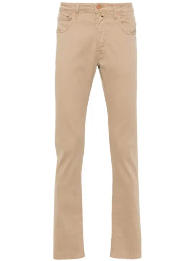 INCOTEX LOW-RISE SLIM-FIT TROUSERS