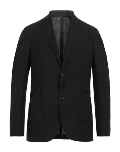 Incotex Man Blazer Black Size 38 Virgin Wool, Linen