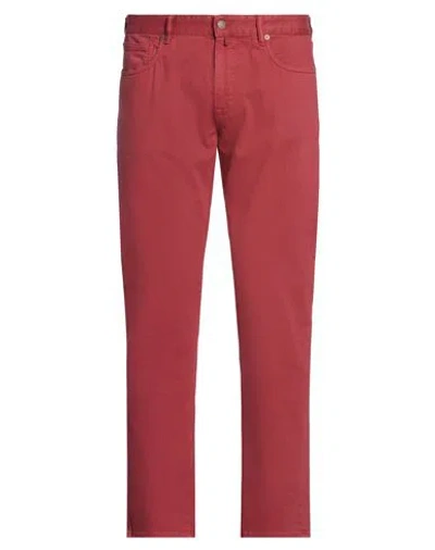 Incotex Man Jeans Brick Size 34 Cotton, Elastane In Red