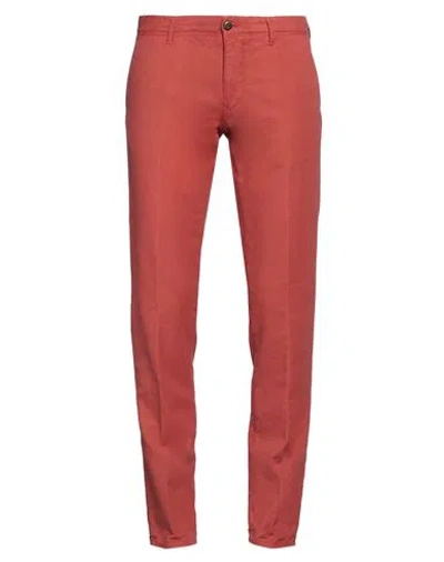 Incotex Man Pants Brick Size 30 Cotton, Elastane In Red