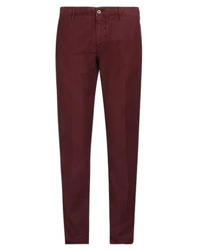 Incotex Man Pants Brick Size 33 Cotton, Elastane In Red