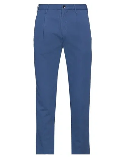 Incotex Man Pants Bright Blue Size 34 Cotton, Linen