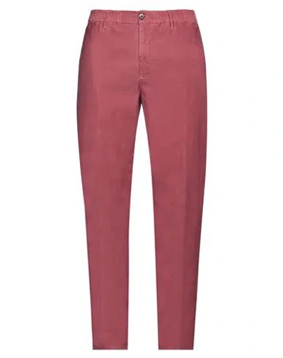 Incotex Man Pants Burgundy Size 34 Cotton, Elastane In Red