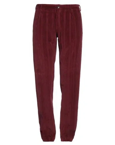 Incotex Man Pants Burgundy Size 36 Cotton, Elastane In Red