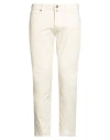 Incotex Man Pants Cream Size 35 Cotton, Elastane In White