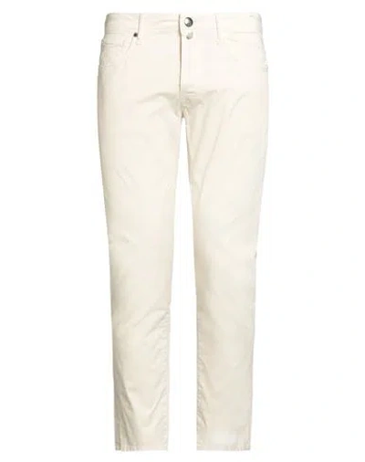 Incotex Man Pants Cream Size 35 Cotton, Elastane In White