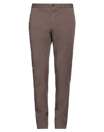 Incotex Man Pants Dark Brown Size 34 Cotton, Elastane In Gray
