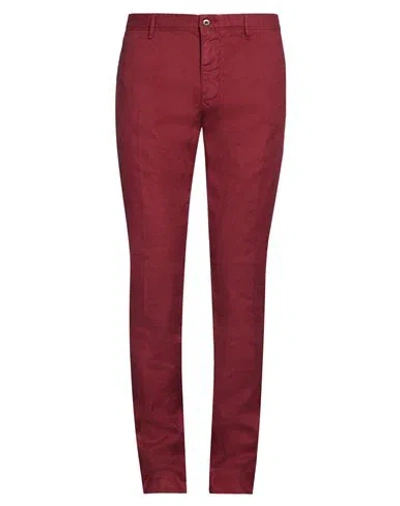 Incotex Man Pants Garnet Size 34 Linen, Cotton, Elastane In Red