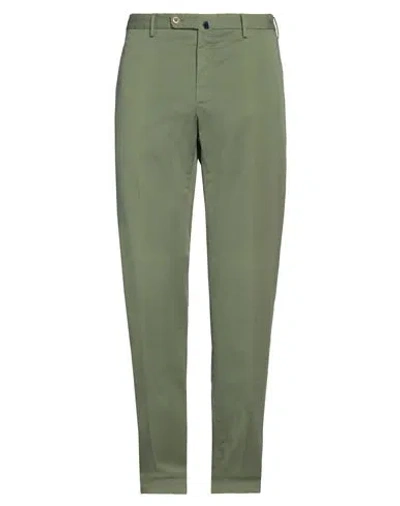 Incotex Man Pants Green Size 36 Cotton, Elastane In Green