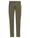 Incotex Man Pants Military Green Size 35 Cotton In Green