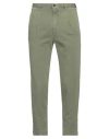 Incotex Man Pants Military Green Size 40 Cotton, Linen, Elastane In Green