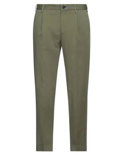 Incotex Man Pants Military Green Size 32 Cotton, Lyocell, Elastane In Green