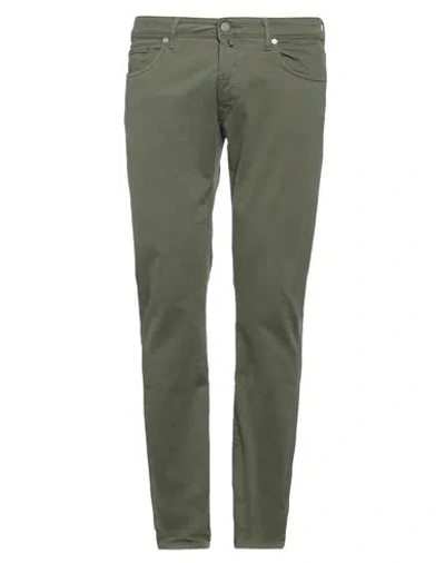 Incotex Man Pants Military Green Size 34 Cotton, Elastane In Green