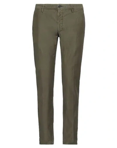 Incotex Man Pants Military Green Size 34 Cotton, Elastane In Green