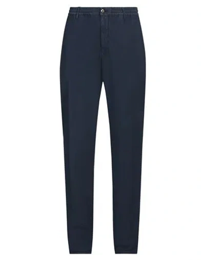 Incotex Man Pants Navy Size 38 Cotton, Elastane In Navy Blue