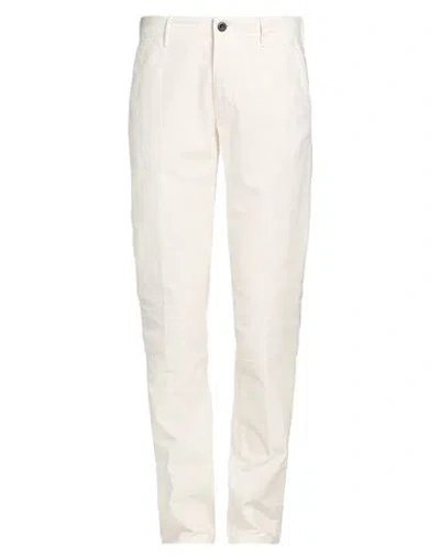 Incotex Man Pants Off White Size 32 Cotton, Elastane In Off White