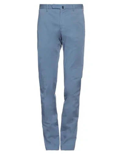 Incotex Man Pants Pastel Blue Size 38 Cotton, Elastane