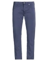 Incotex Man Pants Purple Size 34 Cotton, Elastane In Blue