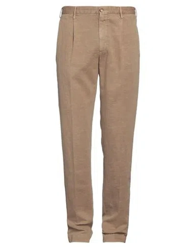 Incotex Tonal-striped Cotton-blend Chinos In Beige