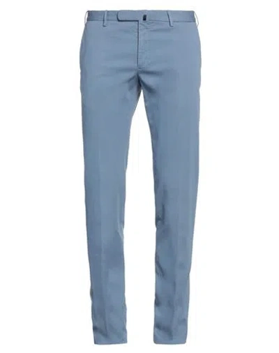 Incotex Man Pants Slate Blue Size 38 Cotton, Elastane In Blue
