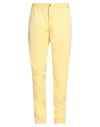 Incotex Man Pants Yellow Size 34 Cotton, Elastane In Yellow