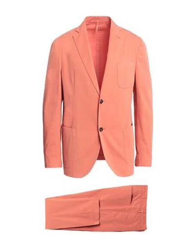 Incotex Man Suit Salmon Pink Size 36 Cotton, Elastane