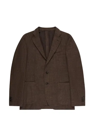 Incotex Mélange-effect Blazer In Brown