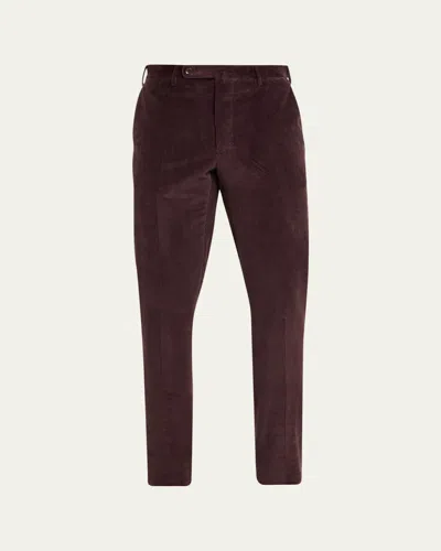 Incotex Men's Cashco Corduroy Trousers In Rosso Bordeaux
