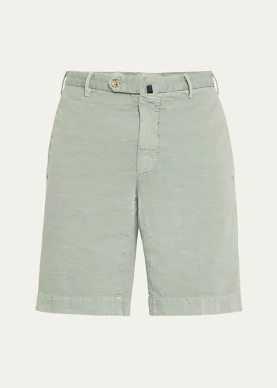 Incotex Men's Chinolino Shorts In Verde Chiaro