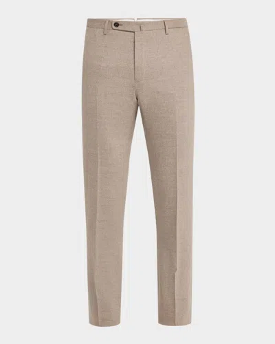 Incotex Men's Colored Wool Twill Dress Pants In Light Beige