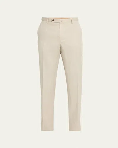 Incotex Men's Flat-front Luxe Twill Trousers In Light Beige400