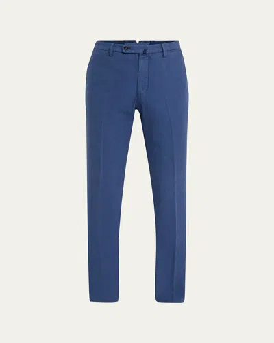 Incotex Men's High Cotton Doeskin Pants In Bluette