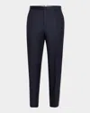 Incotex Tapered Pleated Wool-flannel Trousers In Blue