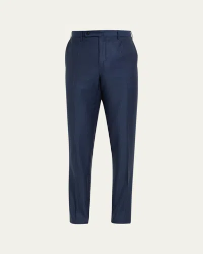 Incotex Men's Super 160s Wool Dress Pants In Blu Medio