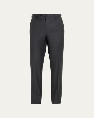Incotex Men's Super 160s Wool Dress Pants In Grigio Scuro