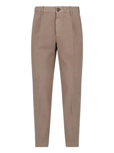 Incotex Tailored Straight Leg Trousers With Buttoned Welt Pockets In Neutral