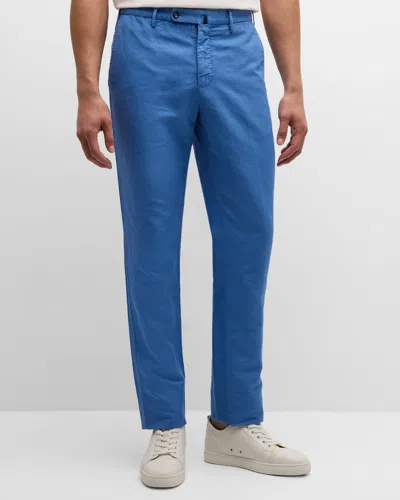 Incotex Men's High Cotton Doeskin Pants In 835bluette