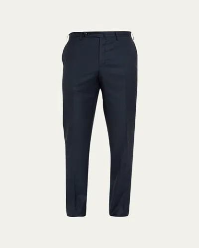 Incotex Men's Wool Sharkskin Dress Pants In Blu Scuro