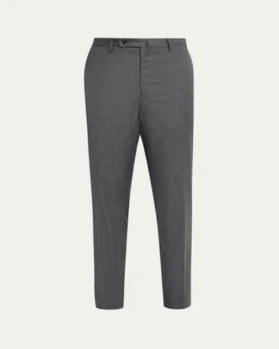 Incotex Men's Wool Sharkskin Dress Pants In Gray