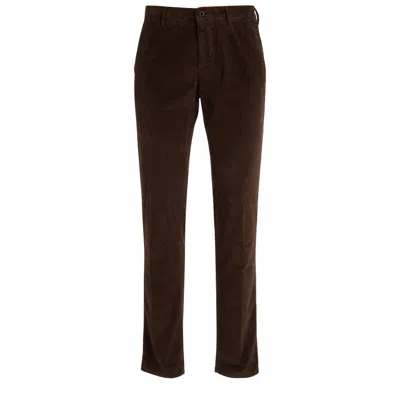 Incotex Mid Rise Corduroy Trousers In Brown