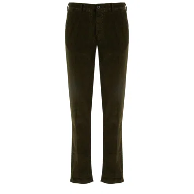 Incotex Mid Rise Corduroy Trousers In Green